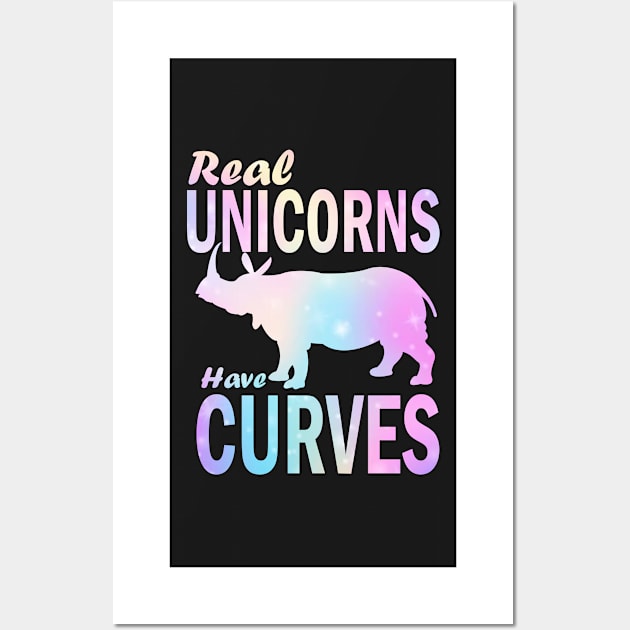 Real Unicorns Have Curves Cool Rhino Gift Wall Art by Boum04